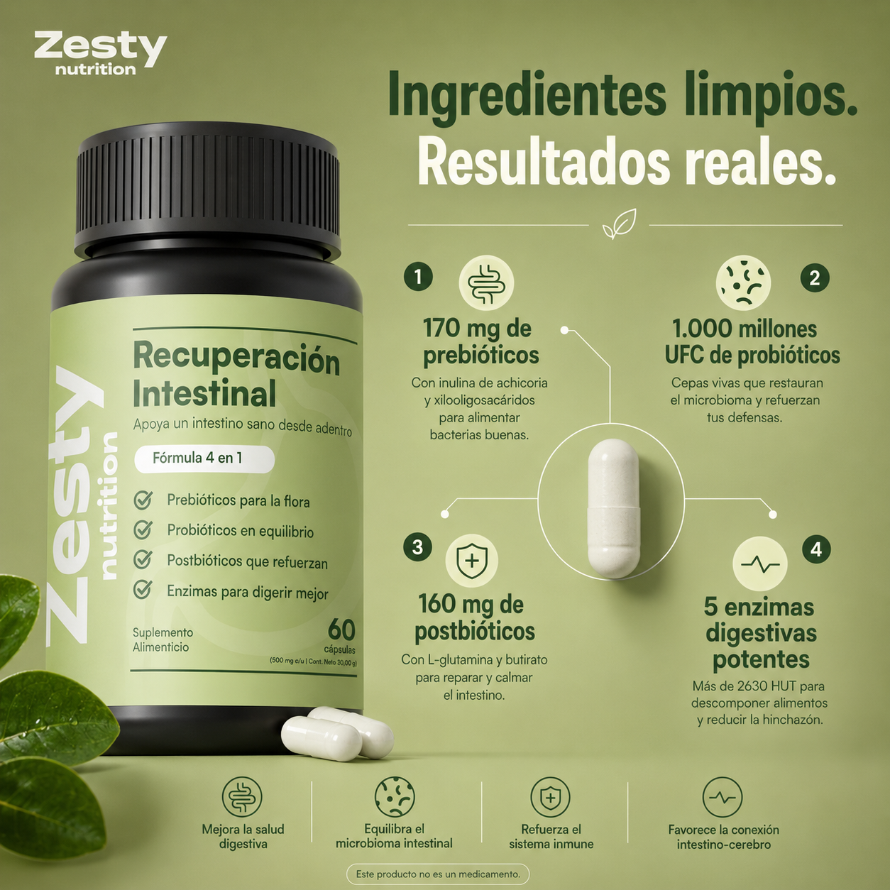 Zesty Balance Intestinal 60 Capsulas - foto 3